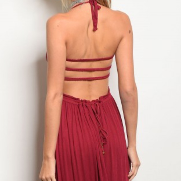 LAST 1! GIRLY & FLIRTY RED WINE MAXI DRESS - Picture 3 of 5